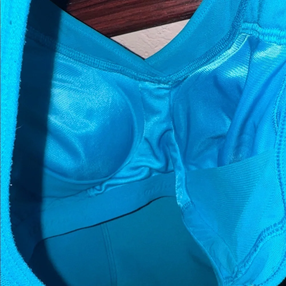 Athleta Bright Blue Racerback Built in Bra Athletic Sporty Tank Top with Mesh